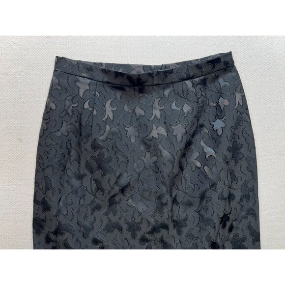 Perliza Women's A Line Formal Skirt 12 Lightweight Flat Front Black Floral Print - Picture 6 of 13